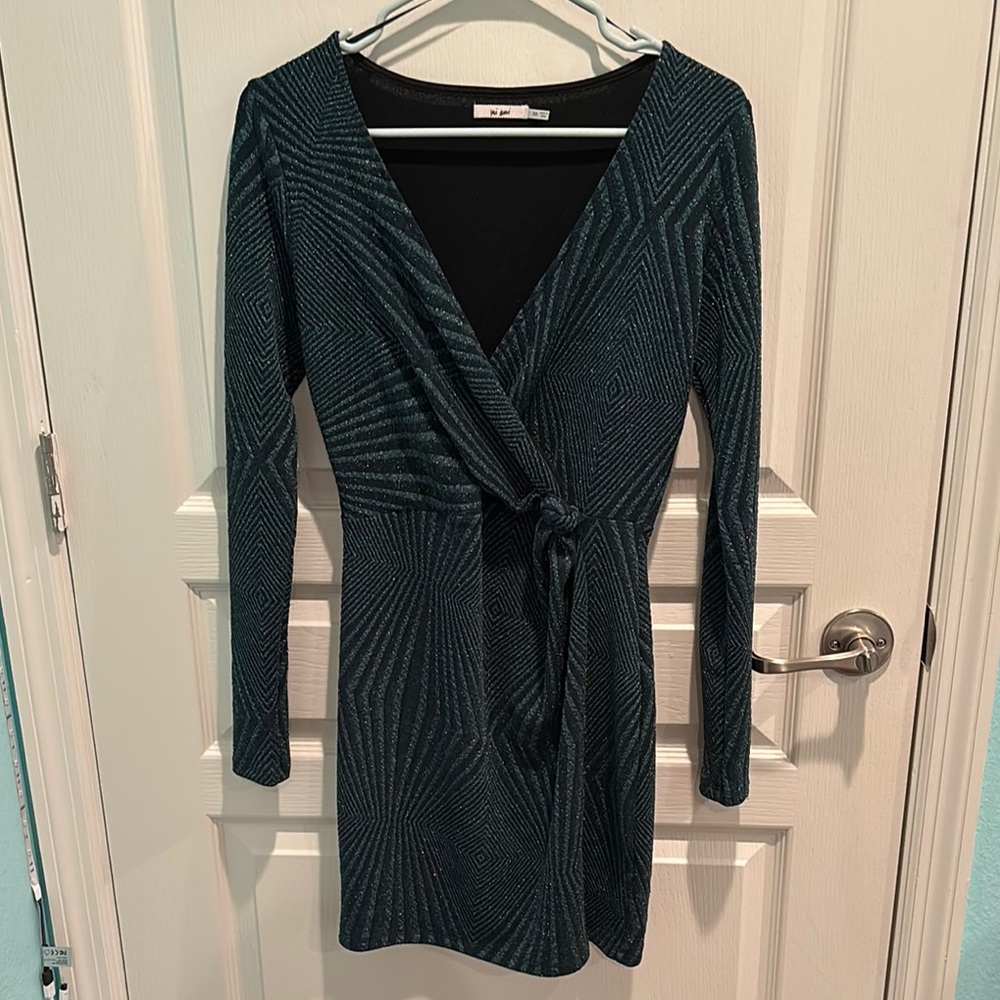 Elegant Teal Wrap Dress